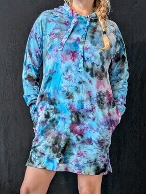 New Tiedye Hoodie Dress With Pockets